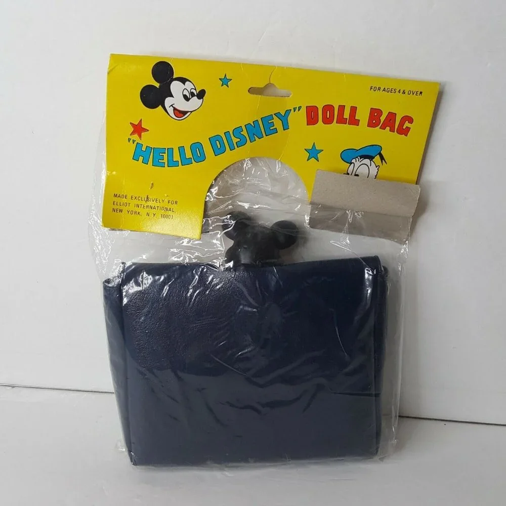 Vintage Minnie Mouse Vinyl Purse Doll Bag Hello Disney Hello Minnie NOS Black